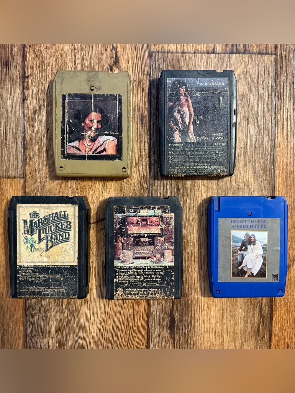 Lot of 5 Vintage 8-Track Tapes -Marshall Tucker, Doobie Bro, Carpenters +